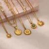 Collier géométrique en acier inoxydable pour femmes, pendentif tournesol, chaîne de clavicule, accessoires de bijoux esthétiques