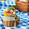Hand-Woven Wicker Basket with Handle Handmade Wicker Basket Wicker Sundries Basket for Storage Organizing 4