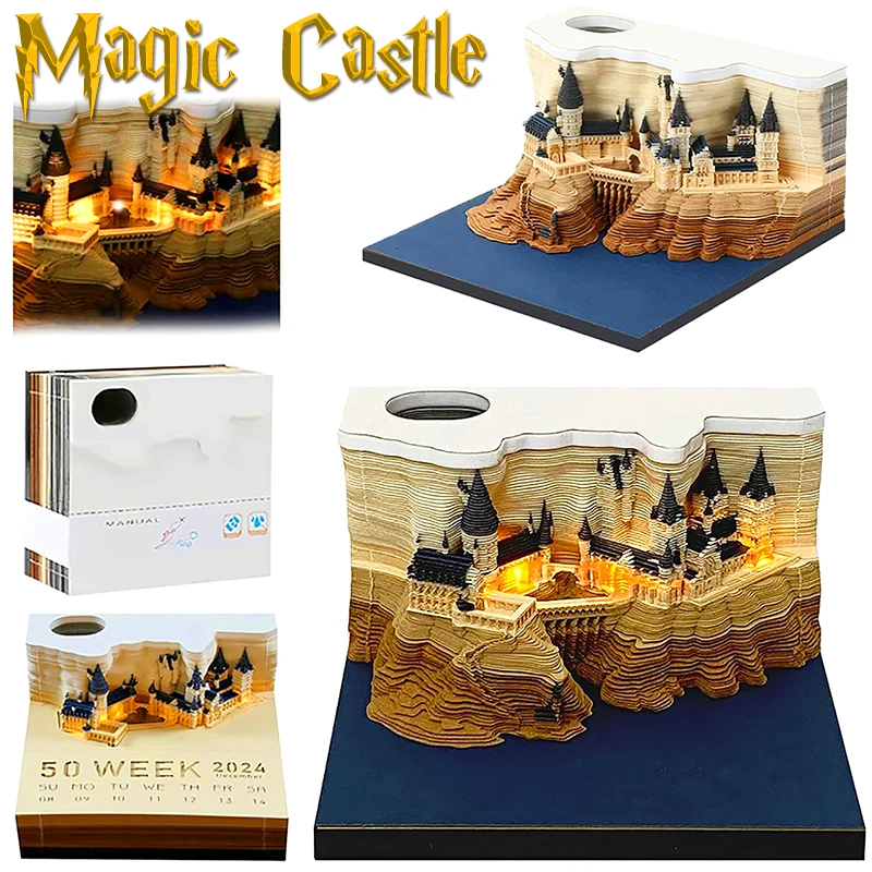 

3D-календарь 2024, браслет для записей с изображением магического замка, подарок для детей