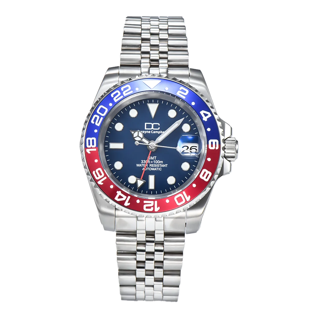 

NH34 Watch 40.5mm Diving Auto Business Men's Watch NH34 Movement Waterproof Watch Sapphire GMT Case 20 Watch Band NH34 Watch