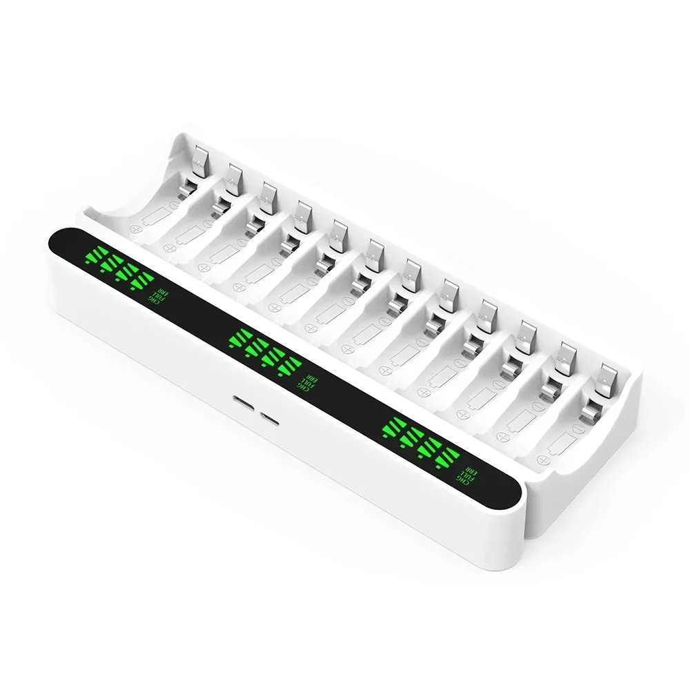 12 슬롯 충전식 배터리 충전기 VC12 1.2V USB 출력 Ni-MH AA AAA 니켈 수소 배터리용 새 제품 오리지널