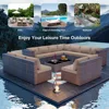 Patio Furniture Set Sectional Sofa Sets Brown PE Rattan Patio Conversation Set w/12 Khaki Seat, Garden Sofas 6