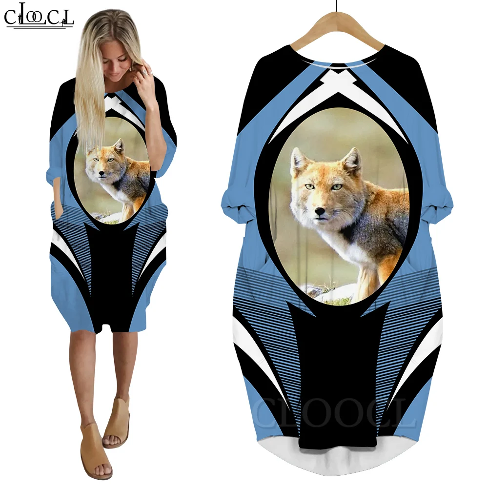 

CLOOCL New Dress Women Long Sleeve Animal Dresses Lovely Fox Tiger Owl Dog 3D Printing Original Design Brand Dresses Vestidos