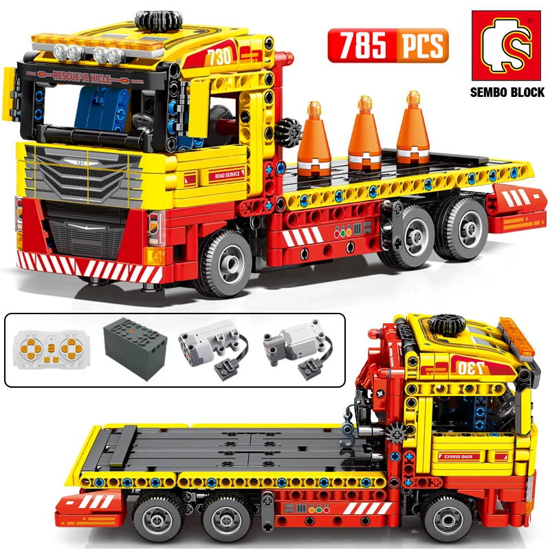 SEMBO BLOCK City Remote Control Engineering Rescue Car Model Building Blocks RC Truck Vehicle Bricks Toys For Children Gifts
