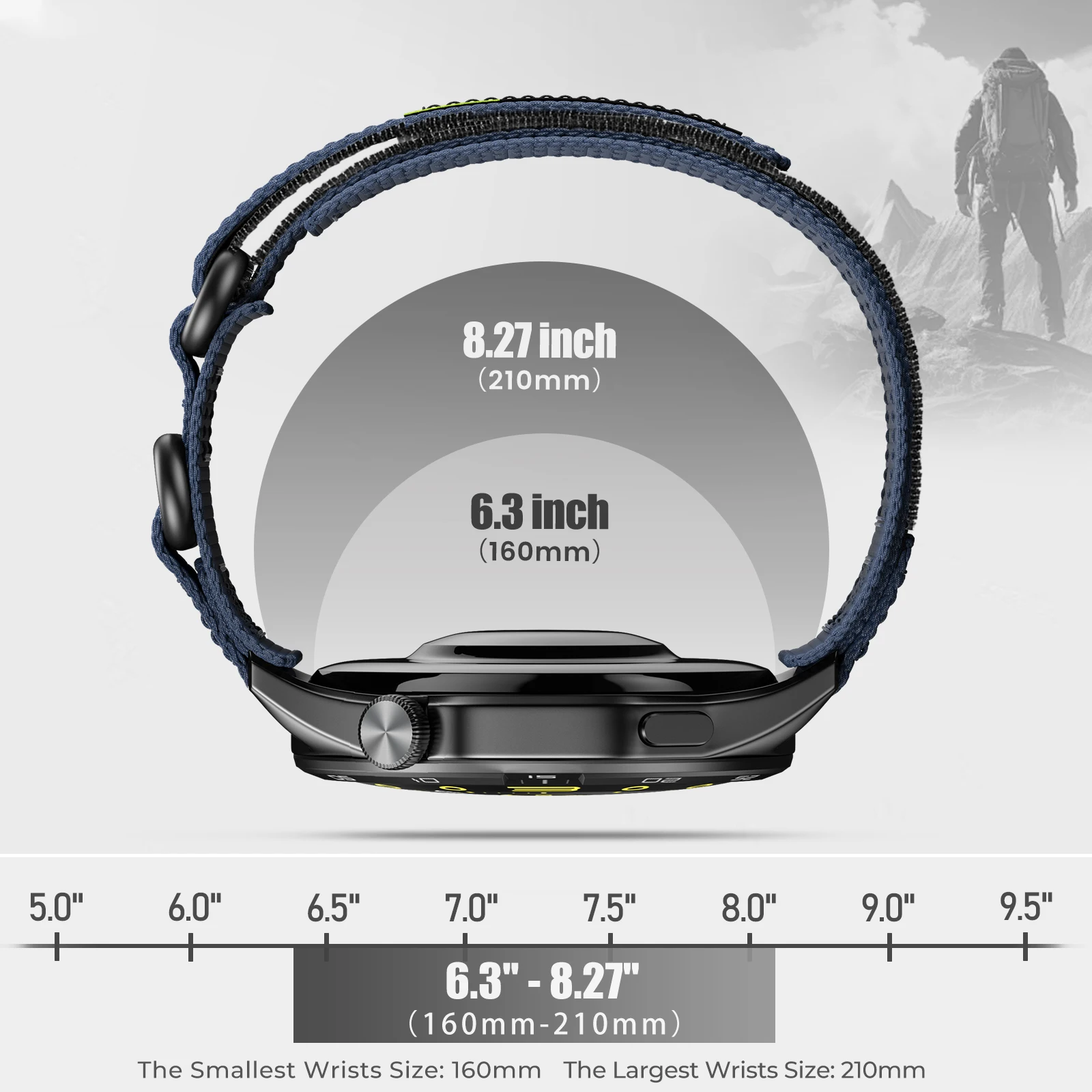 Nylon Velcro Loop Watch Strap, 22mm