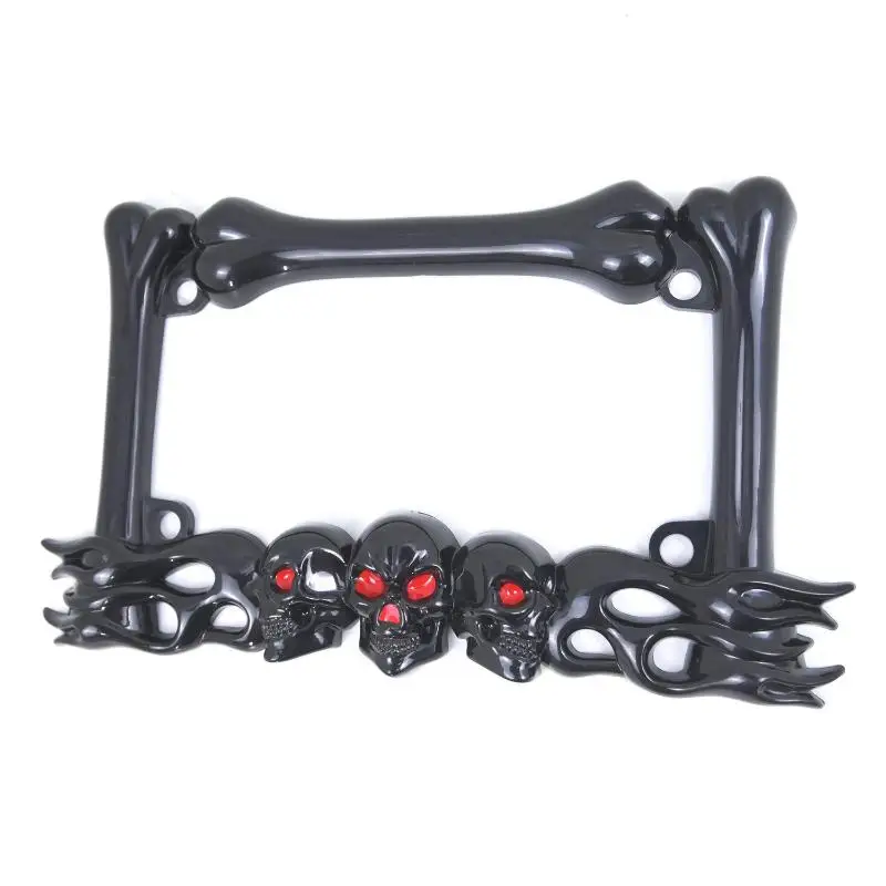 Skull license plate frame close-up