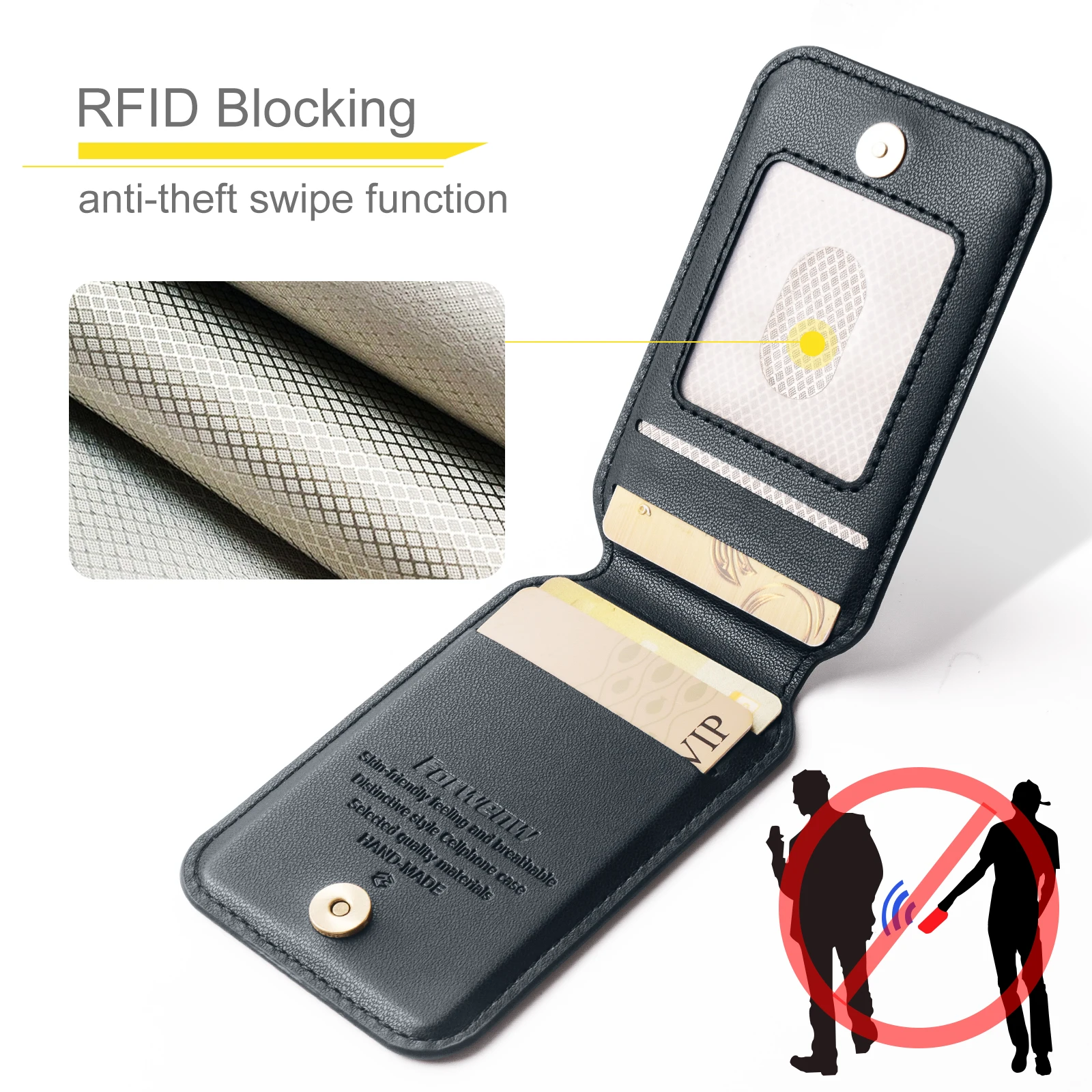 Premium 2-in-1 Leather Detachable Wallet Case with RFID Protection and Vertical Card Holder