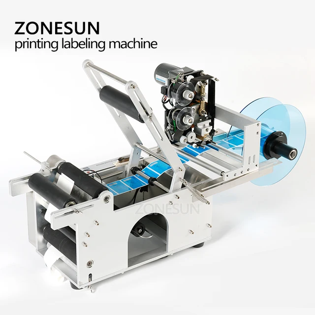 Streamline your labeling process with the ZONESUN Round Beverage Wine Vinegar Beer Bottle Vial Can Labeling Machine