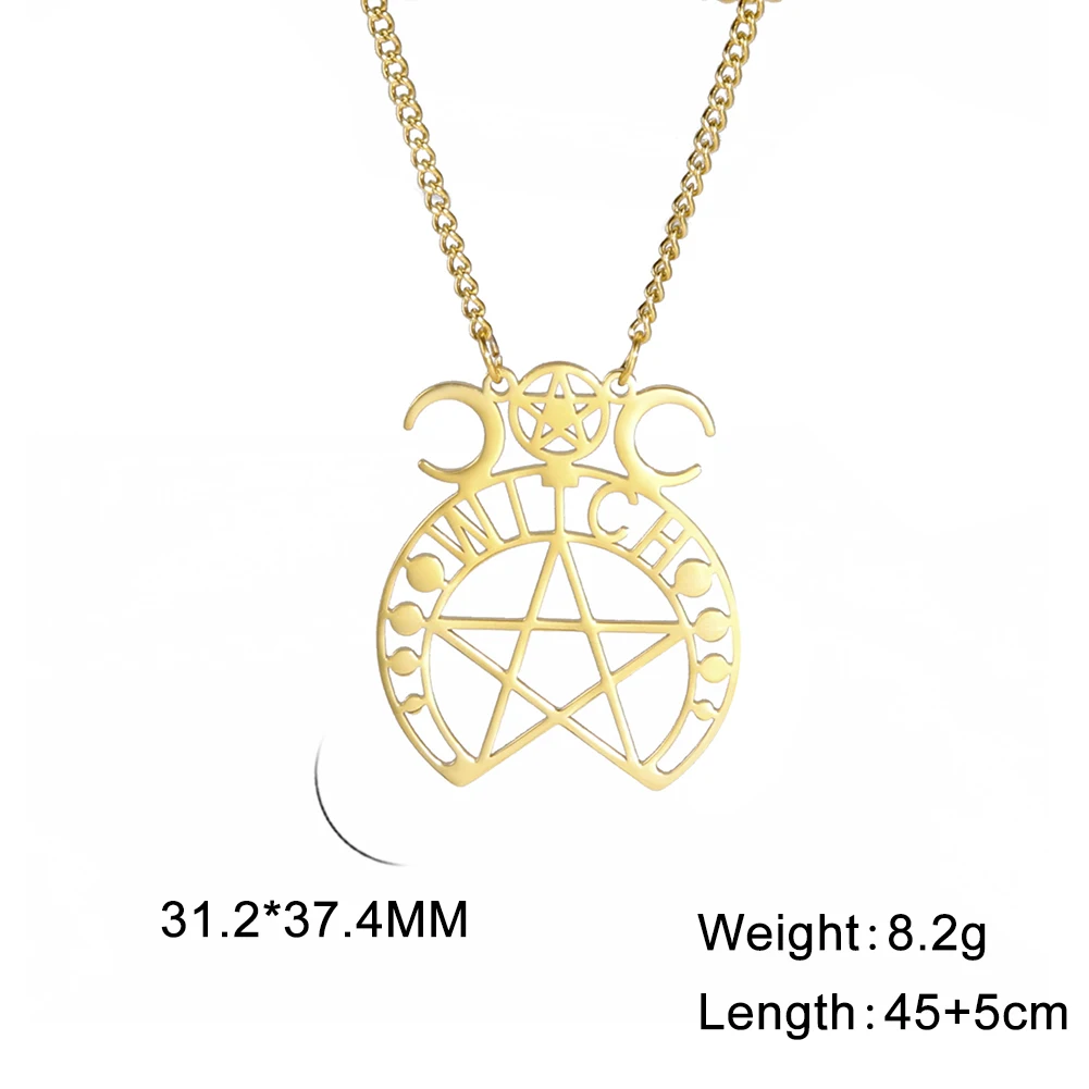Wicca Pentagram Hexenkette Edelstahl Amulett für Ewigkeit und Unendlichkeit Pagan Religiöse Symbol Schmuck Atham Schutzamulette mächtige Amulette Pentagramm aus Edelstahl – Detail 13