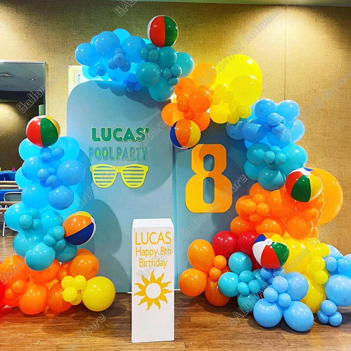 Summer Pool Party Balloon Garland Arch Kit, azul, laranja, amarelo, balões  de látex para luau havaiano, praia, decoração de festa de aniversário, 161  peças - AliExpress