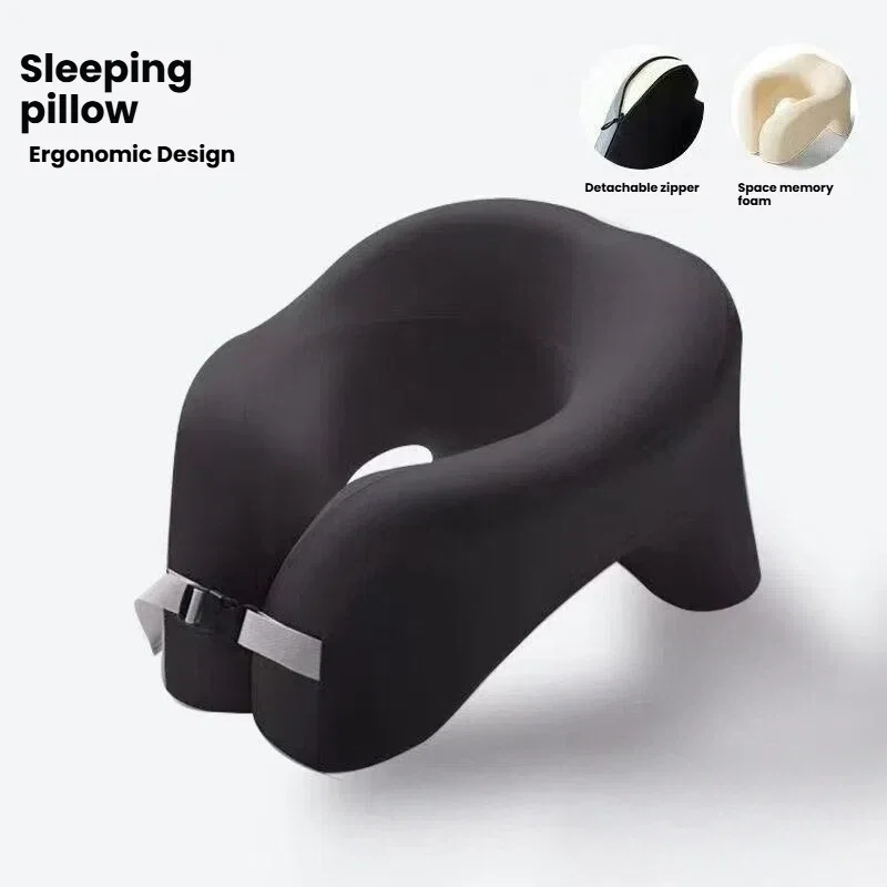 Comfortable Memory Foam Travel Neck Pillow - U-Shaped Portable Cervical Support