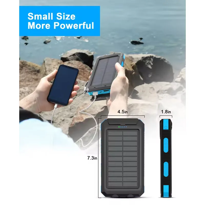 Banca di energia solare esterna impermeabile 38800mAh Dual USB Viaggio esterno Caricatore solare per telefono cellulare Powerbank solari per il campeggio - Image 5