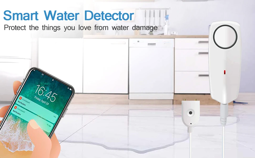 Tuya-WiFi Water Leak Detector, Water Leakage Sensor,