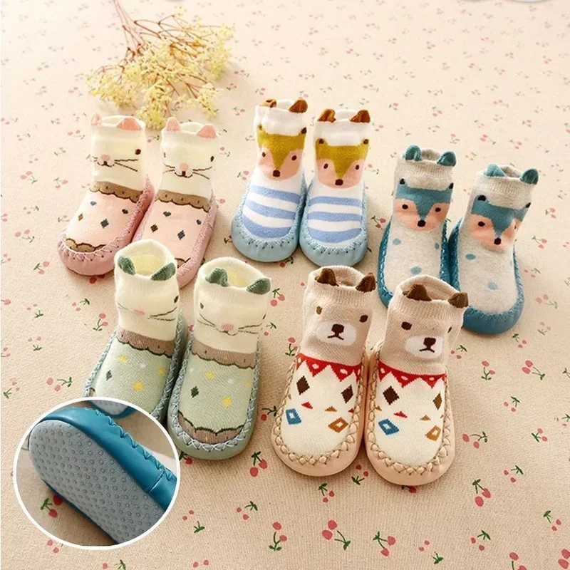 Newborn Girls Boys Cute Toddler Shoes Socks Winter Baby Cartoon Animal Floor Socks with Rubber Soft Anti Slip Sole Infant Stuff Kids Socks Baby Socks Girls Socks Cartoon Socks