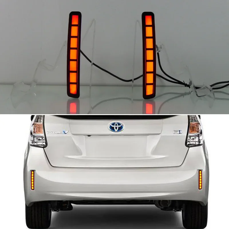 LED Rear Bumper Light For Toyota Prius V 2012-2017 3-in-1 Functions ...