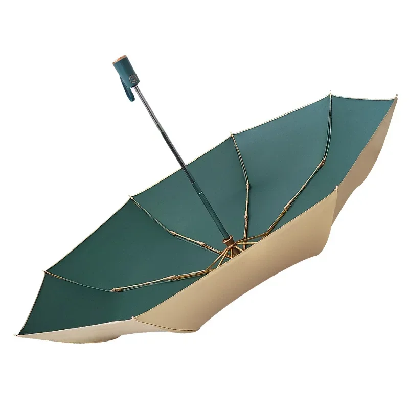 

Gold Portable Wind Compact Men Travel Automatic Umbrella Rain Resistant Folding Luxury Paraguas Protection Parasol