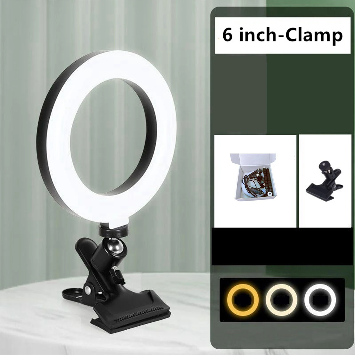 Videoconferentie Verlichting Kit,Ring Light Clip op Laptop Monitor met 3 Dimbare Kleur voor Webcam Verlichting/Zoom Meeting/Remote Working/Online Onderwijs en Live Streaming (met statief