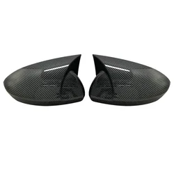 Glossy Black Bat Style Rearview Mirror Covers - Set of 2 Car Shields Exterior (Carbon fiber pattern)