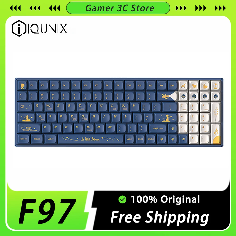 

Клавиатура IQUNIX F97 Беспроводная механическая, алюминиевые наборы, три режима, клавиатура игровая, RGB, эргономика, ПК, геймер, Win Office, Mac
