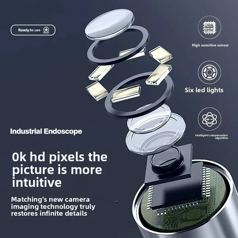 스티어링 내시경 휴대폰 카메라 고화질 카메라 HD 1080P 자동차 에어컨 파이프라인 감지 방수