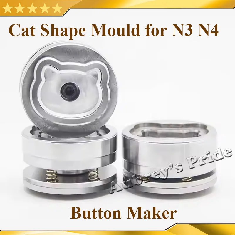 N3 Cat Shape 48x60mm Badge Button Maker Machine +100 Sets Metal Pinback Supplies + Mould + Stand Cutter