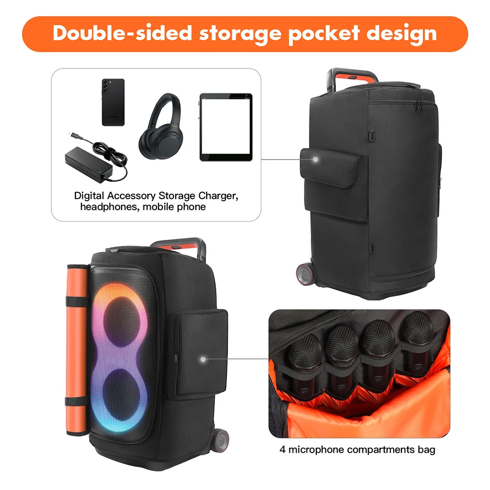 Speaker Carry Cover with Mic Pocket Portable Speaker Dust Case Wear Resist Double-Sided Speaker Storage Bag for JBL PARTYBOX 520
