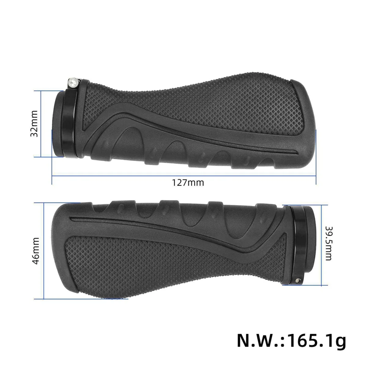 BAAU Black 22mm Shock-Absorbing Non-Slip Grips Mountain Bike Shock-Absorbing Non-Slip Grips with Locking Rings Durables