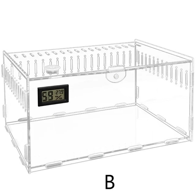 Reptiles Feeding Box Acrylic Terrariums Container for Spiders Lizards Small Pet Mini Habitat 2 Size 090C 2