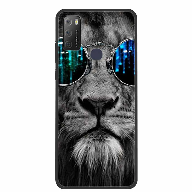 Charming Cat & Floral Design Silicone Phone Case, Black 6.52''