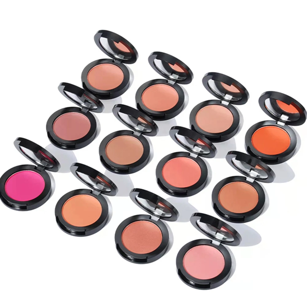 

12-Color Private Label Blush Powder Custom Bulk Brightening Pressed Single Blusher Peach Rouge Pigment Waterproof Face Makeup