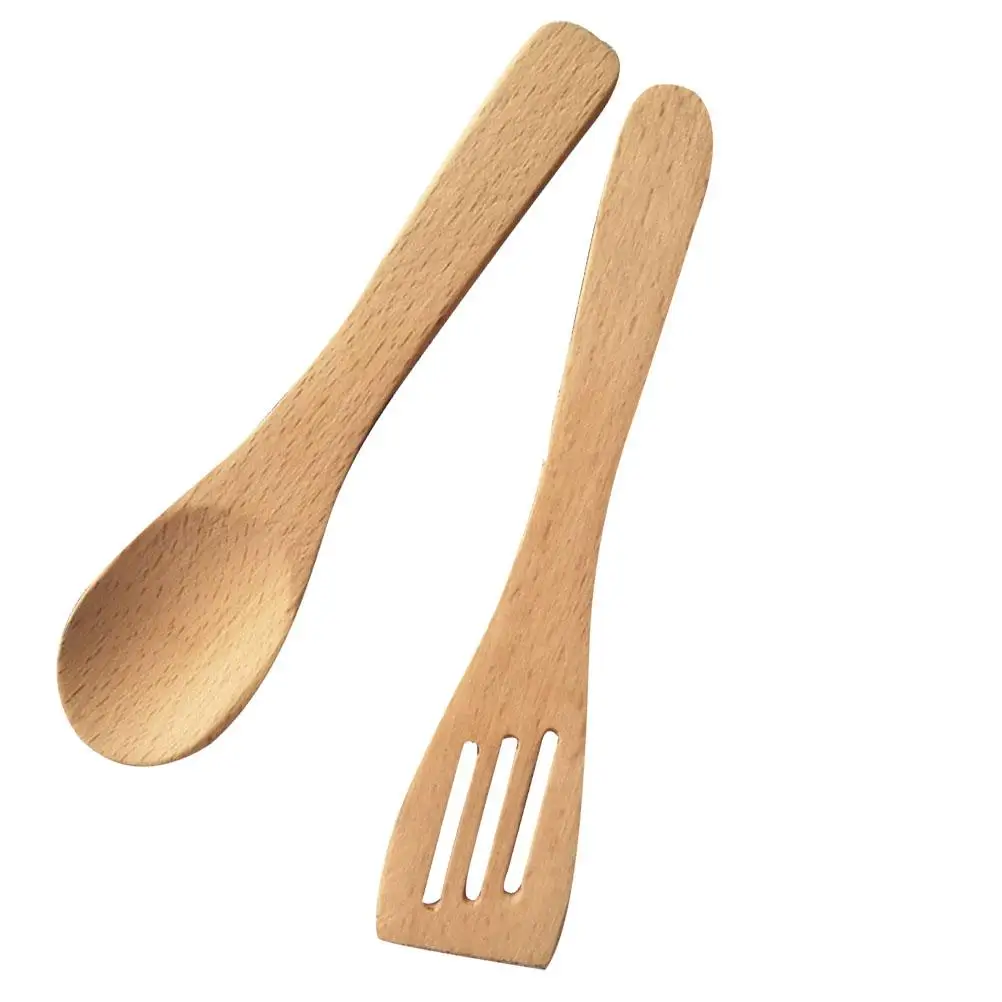 2 PCs Children Kitchen Playset Wooden Spoon and Shovel Toy Utensil Mini Toddler Toys
