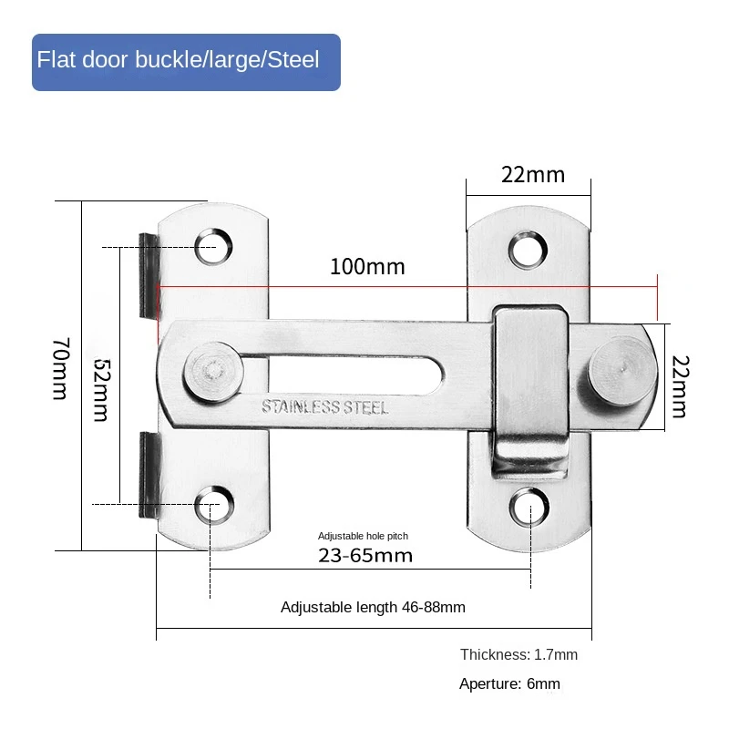 Thickened 304 Stainless Steel Door Buckle, Safety Bolt, Sliding Door, Flat Hasp, Anti-theft Buckle Lock Hardware Accessories.
