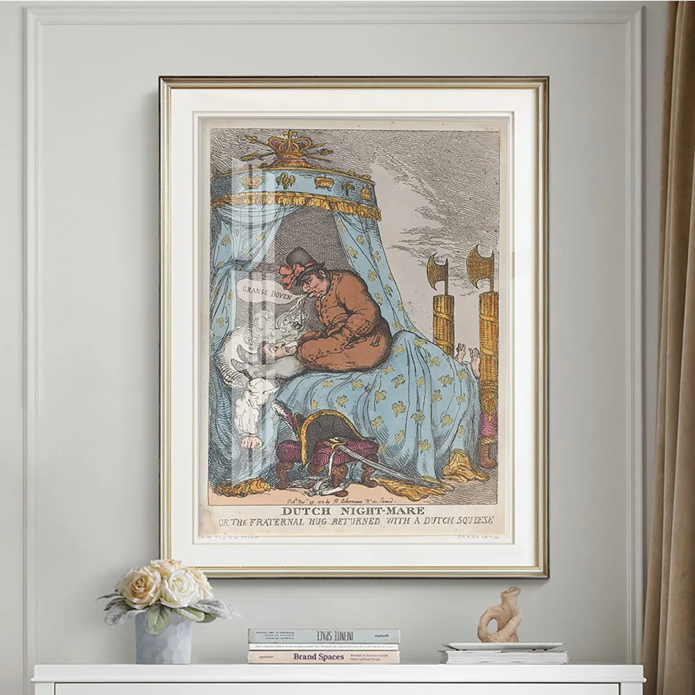 

Thomas Rowlandson Art Print Poster The Fraternal Hug Returned With A Dutch Squeeze Canvas Painting Bedroom Decor Wall Stickers