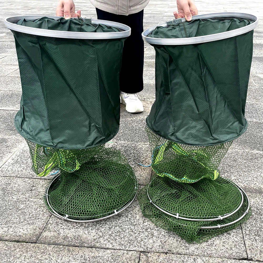 Fishing Landing Net 50kg Load Stainless Steel Collapsible Fish Basket Dip Nets for Keeping Fish Alive in Water Large Storage Fyke Nets,fishing landing net,fishing net