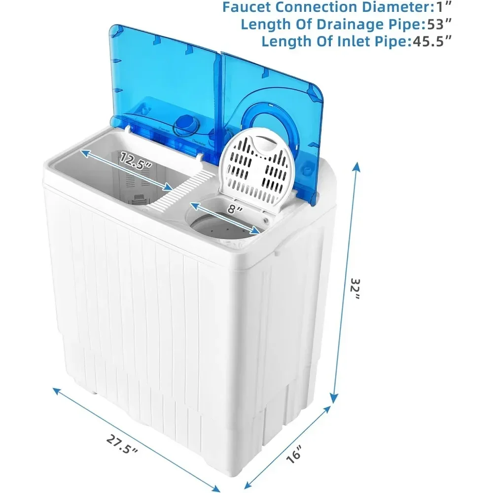 Portable Washing Machine, 2 in 1 Washer and Spinner Combo, 26lbs Capacity, w/Timer Control, Built-in Drain Pump 5