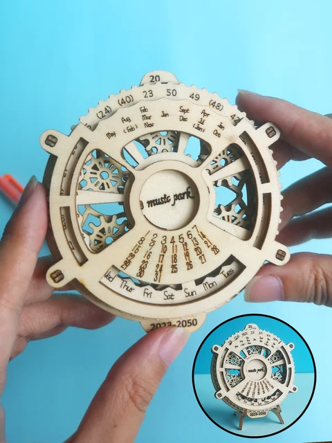 3D Wooden Puzzle Perpetual Calendar Mechanical Gears Toy Building Set Brain Teaser Games Engineering Toys model kits handmade 1