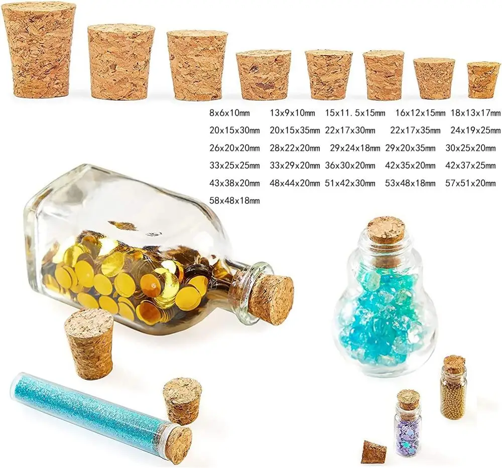 10 Pcs Jars Tiny Containers Little Glass Bottles Cork Cover Oak