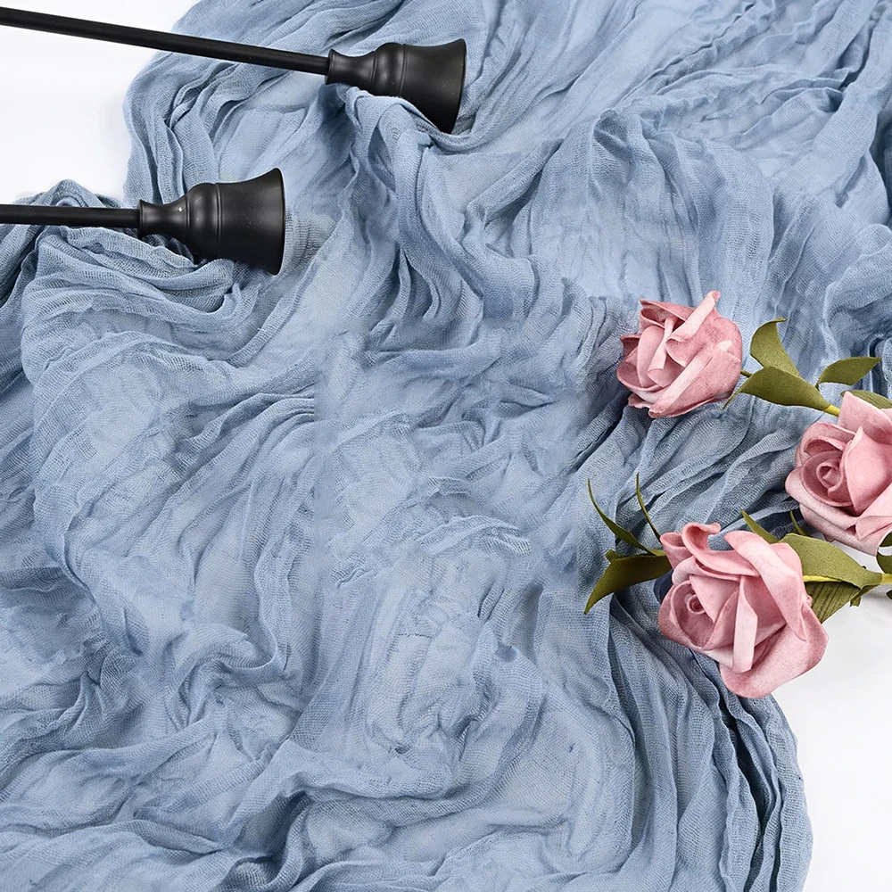 Elegant Light Blue Cheesecloth Table Runner for Events and Celebrations