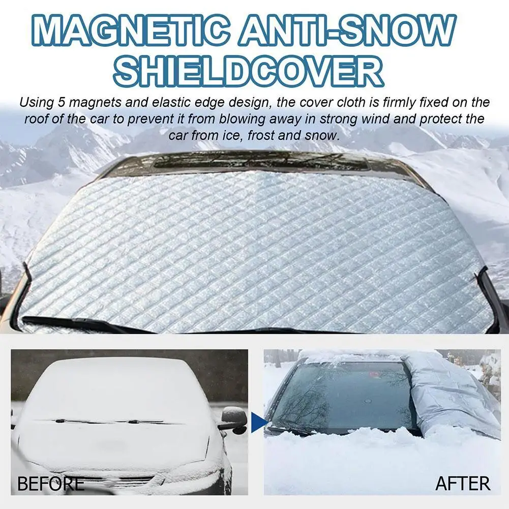 

Чехол для переднего стекла автомобиля, автомобильный солнцезащитный чехол, защита от пыли на лобовое стекло автомобиля, Магнитный чехол для снега с изображением мороза, льда
