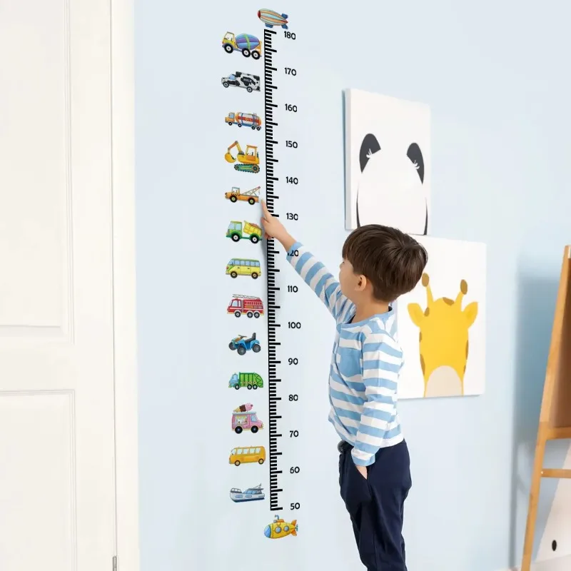 Transport Truck Cars Growth Chart Wall Stickers for Kids Measure Height Wall Chart Children Ruler Nursery Room Decor Art wall stickers