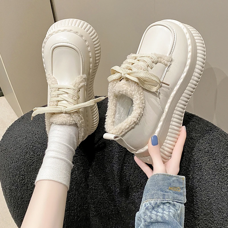 

Womens Loafers Shoes Clogs Platform Autumn Female Footwear Round Toe Casual Sneaker Oxfords Slip-on Creepers Fall Dress Cross Wi