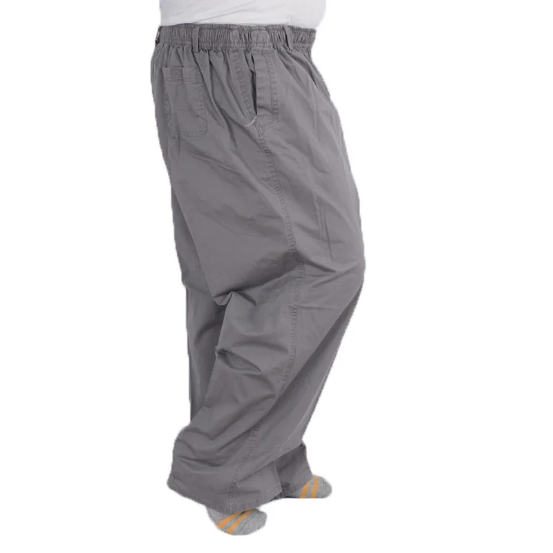 Plus size 8XL 11XL 13xl middle-aged men's summer thin elastic band high waist cotton casual trousers Dad oversize 9XL 8XL 7XL 4