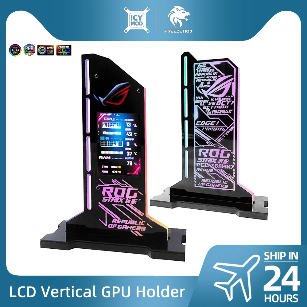 Supporto Vga Con Ips Lcd Argb Staffa Per Schede Grafiche Verticali Fai Da Te Schermo Da 2.4 Pollici Monitor Dati Di Temperatura Gpu Ausa Sync Aida64