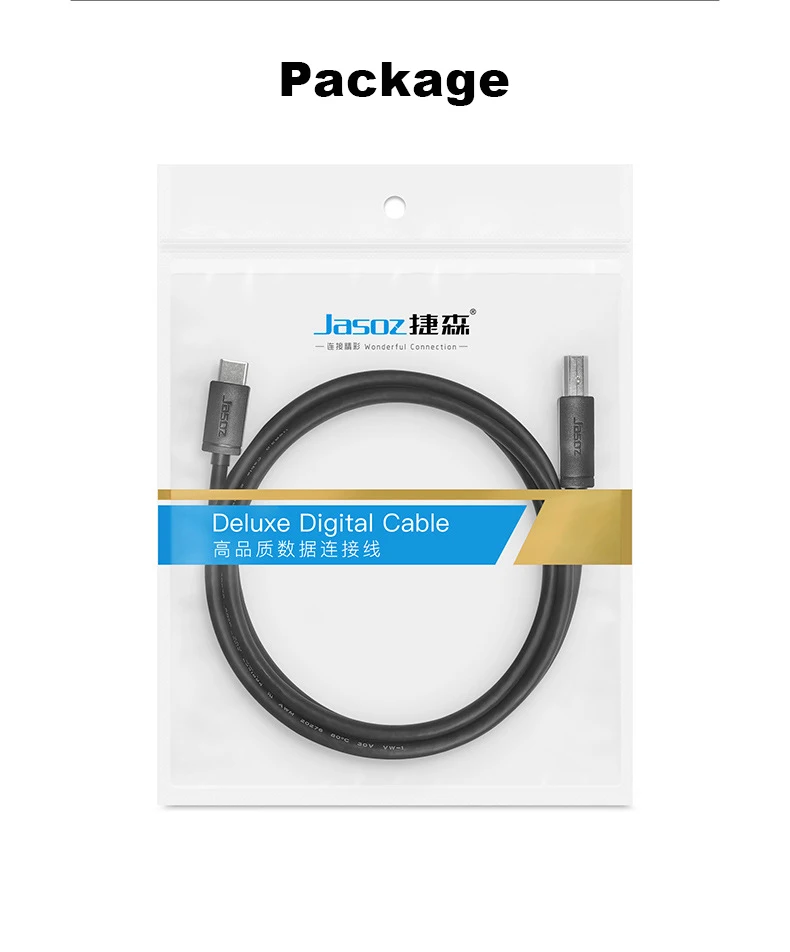 Jasoz typ c zu usb b 2,0 drucker kabel hoch geschwindigkeit kabel für hp canon bruder epson dell drucker faxgerät scanner typ c kabel – Detail 14