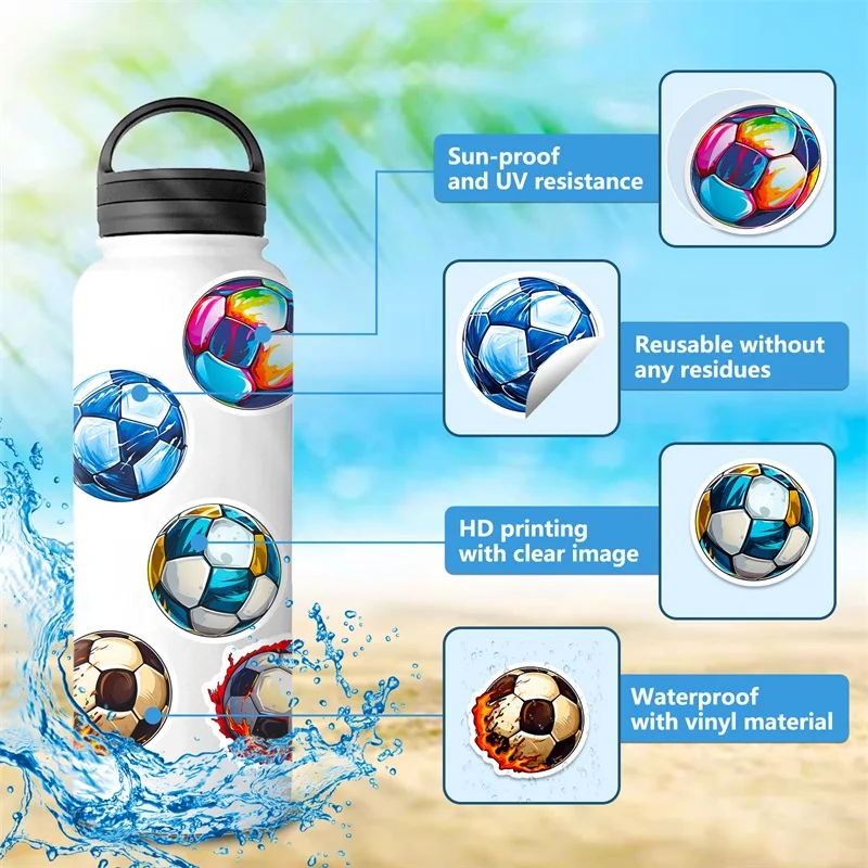 Vibrant Football-Themed PVC Stickers for Creative Decoration and School Stationery