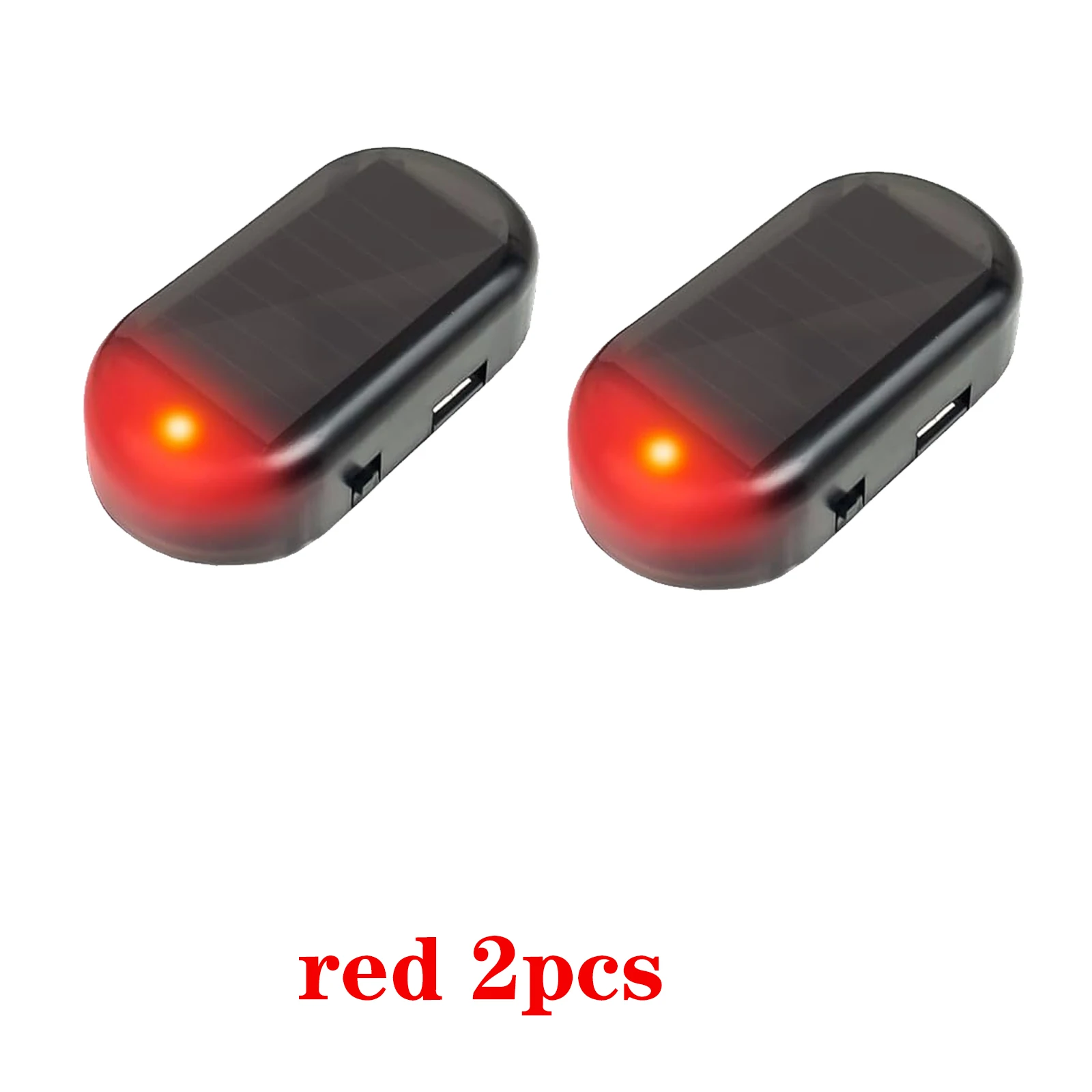 2-Pack Solar-Powered LED Security Flashing Lights with USB Charging