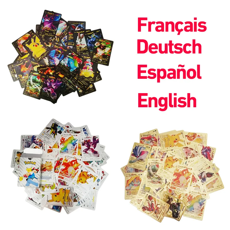 81-27Pcs Pokemon German card Gold Black Silver English