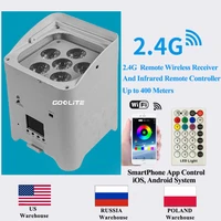 1-24pcs With Battery Wireless DMX Wifi Remote Led Wedding Uplight 6x15w RGBWAUV 6in1 LED Par DJ Sound Party Flightcase 2