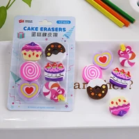 6pcs/lot Kawaii Cake Donut Pencil Rubber Eraser Student Prizes Gift Solid Color Soft Eraser School Supply 1