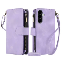 Stylish Lanyard Purse Phone Case with Card Holder and Detachable Strap - Galaxy A51 5G (Purple)